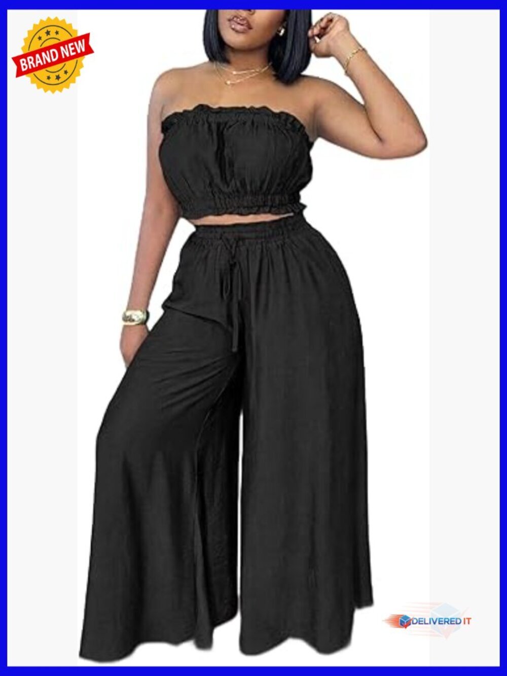 Sleeveless Crop Top & Wide Leg Baggy Pants Set Summer Outfit